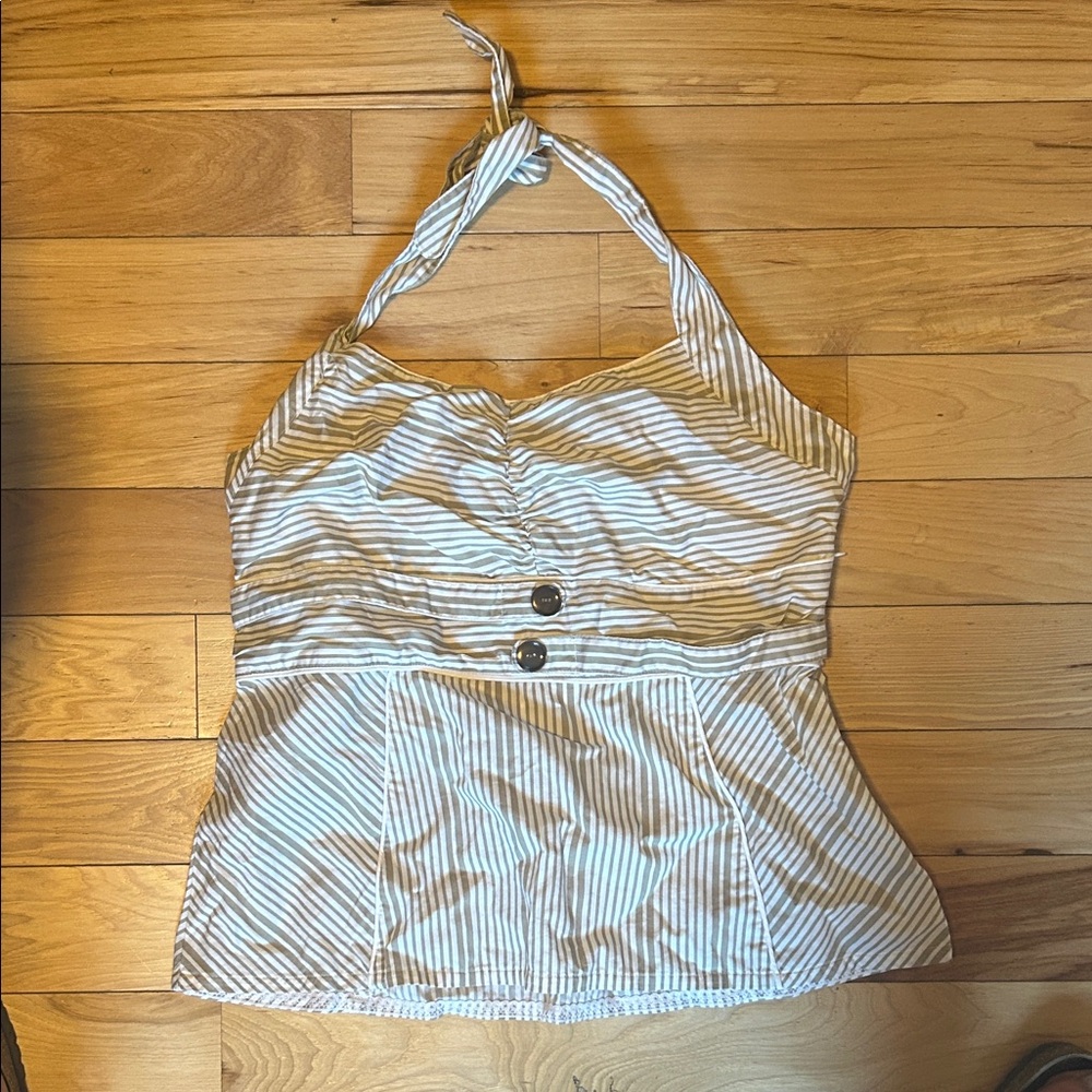 Matilda Jane Cream and Brown Striped Tank Top